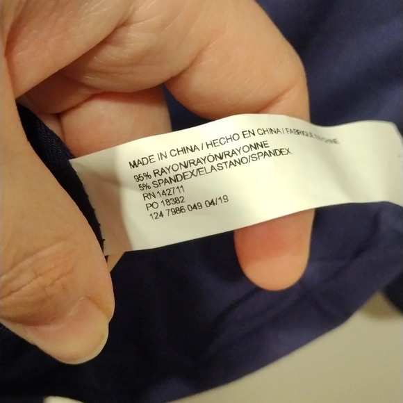 NWT Eloquii Navy Blue Tie Front Jersey Knit Maxi Dress w/Bell Sleeves Size 14 - Picture 9 of 10